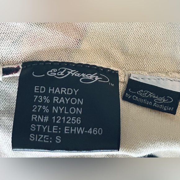 NWT Vintage ED HARDY Hoodie Sweater Cream Birds Enbroidered Designer Cardigan - Picture 15 of 15